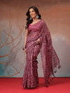 Digital Printed Premium Cotton Blend Chanderi Saree with Traditional Motifs & Tassel