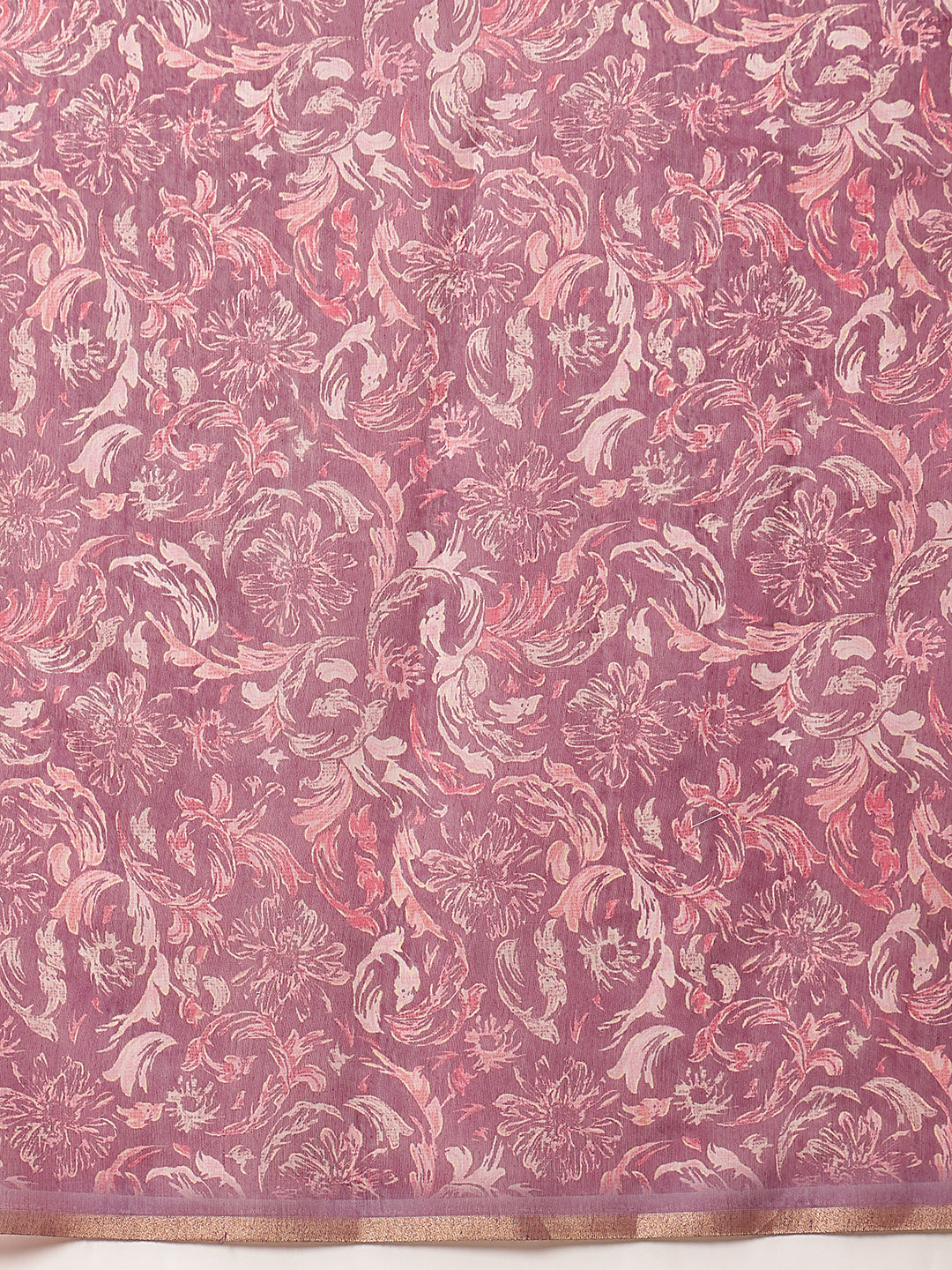 Digital Printed Premium Cotton Blend Chanderi Saree with Traditional Motifs & Tassel