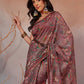 Digital Printed Premium Cotton Blend Chanderi Saree with Traditional Motifs & Tassel