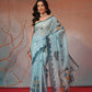 Digital Printed Premium Cotton Blend Chanderi Saree with Traditional Motifs & Tassel