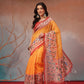 Digital Printed Premium Cotton Blend Chanderi Saree with Traditional Motifs & Tassel