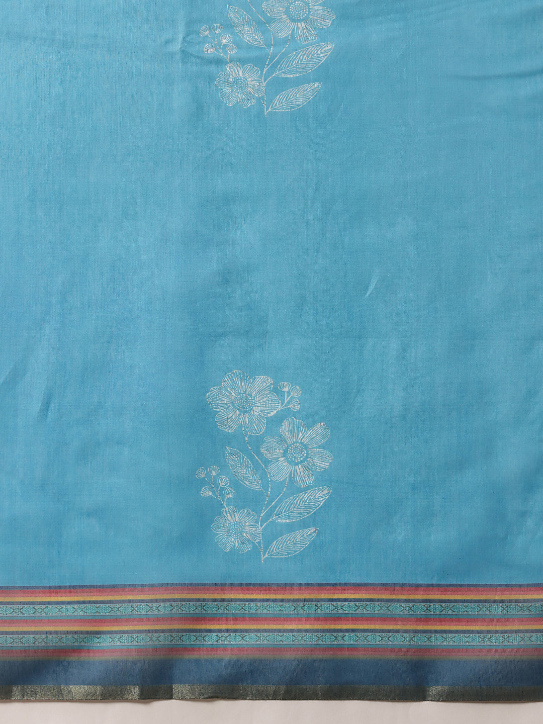 Digital Printed Premium Cotton Blend Chanderi Saree with Traditional Motifs & Tassel