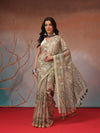 Digital Printed Premium Cotton Blend Chanderi Saree with Traditional Motifs & Tassel
