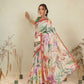 Digital Printed Premium Cotton Blend Chanderi Saree with Traditional Motifs & Tassel