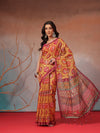 Digital Printed Premium Cotton Blend Chanderi Saree with Traditional Motifs & Tassel