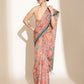 Digital Printed Floral Cotton Chanderi Saree With Tassels
