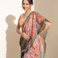 Digital Printed Floral Cotton Chanderi Saree With Tassels