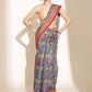 Digital Printed Floral Cotton Chanderi Saree With Tassels