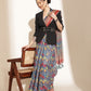 Digital Printed Floral Cotton Chanderi Saree With Tassels