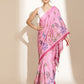 Digital Printed Floral Cotton Chanderi Saree With Tassels