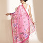 Digital Printed Floral Cotton Chanderi Saree With Tassels
