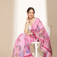 Digital Printed Floral Cotton Chanderi Saree With Tassels