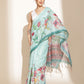 Digital Printed Floral Cotton Chanderi Saree With Tassels