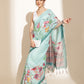 Digital Printed Floral Cotton Chanderi Saree With Tassels