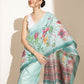 Digital Printed Floral Cotton Chanderi Saree With Tassels