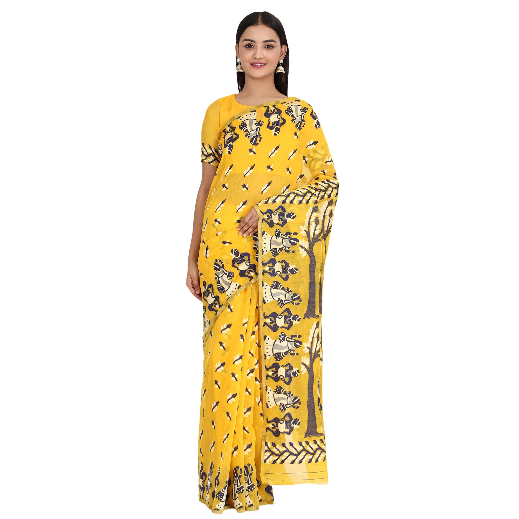 Women's Pure Cotton Woven Jamdani Saree