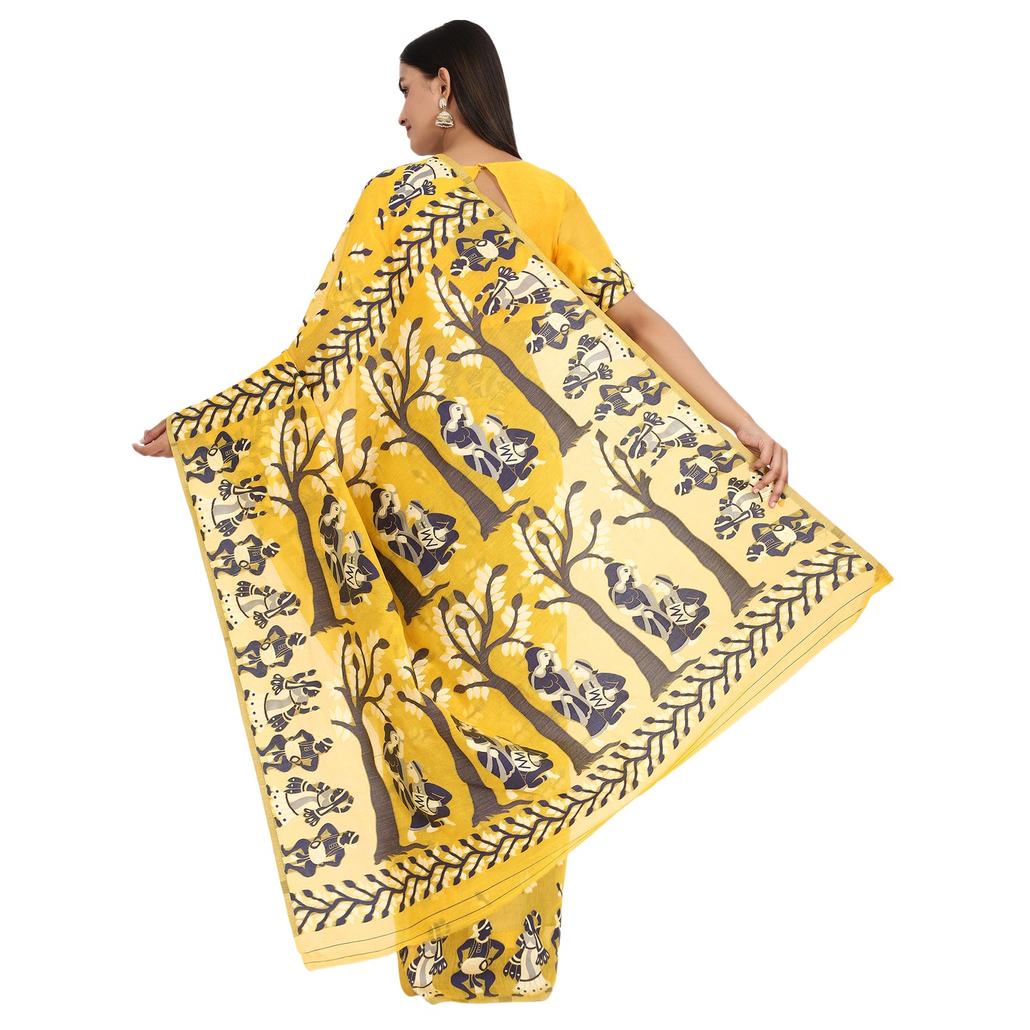 Women's Pure Cotton Woven Jamdani Saree