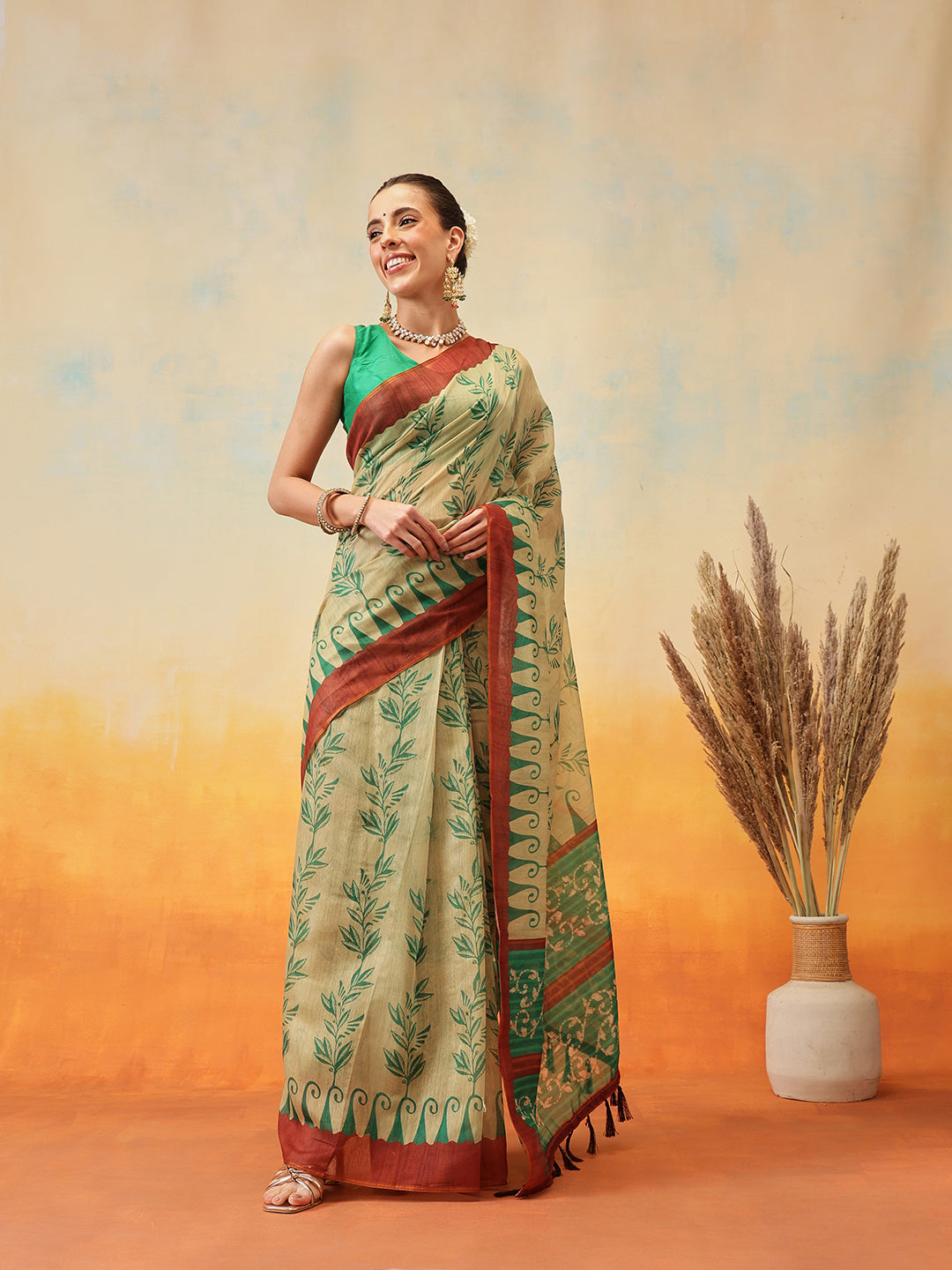 Floral Printed Chanderi Ready to Wear Saree