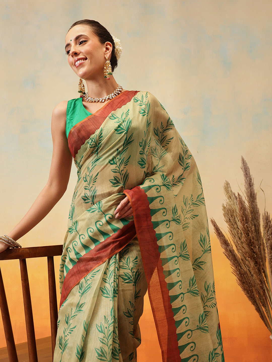 Floral Printed Chanderi Ready to Wear Saree