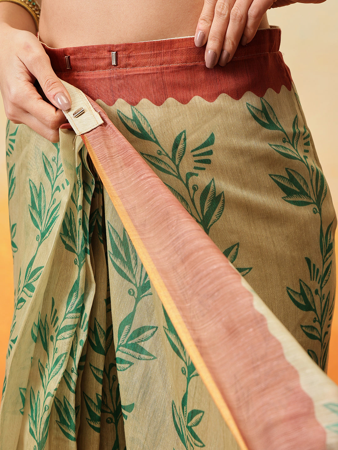 Floral Printed Chanderi Ready to Wear Saree