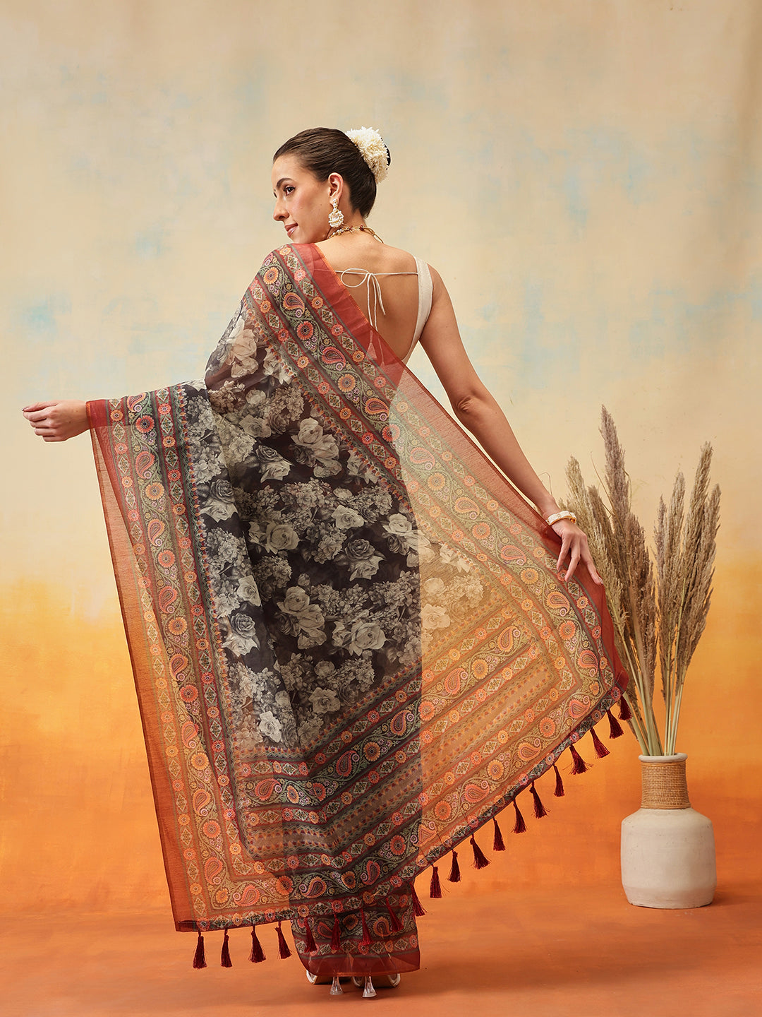 Floral Printed Chanderi Ready to Wear Saree