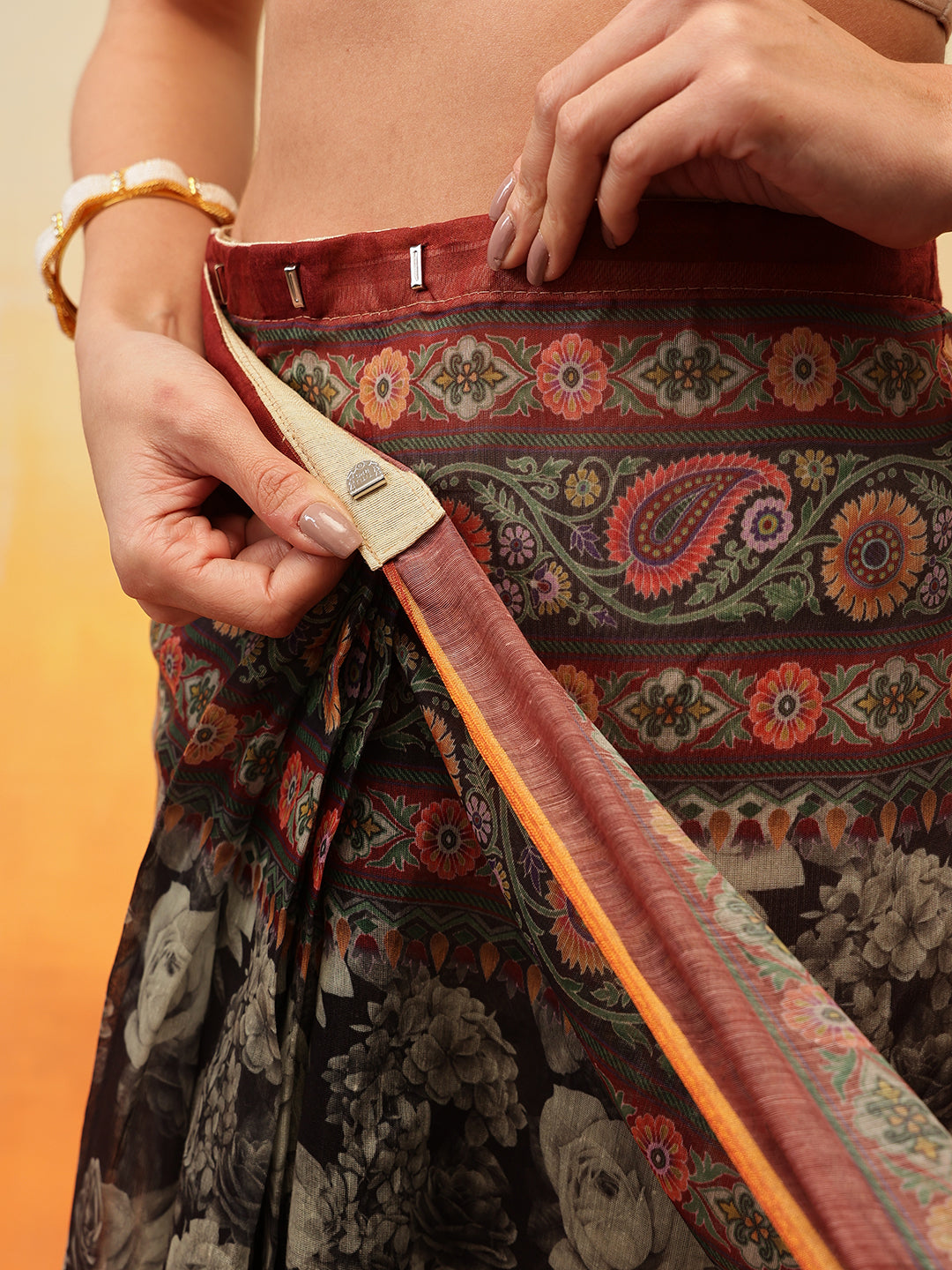 Floral Printed Chanderi Ready to Wear Saree