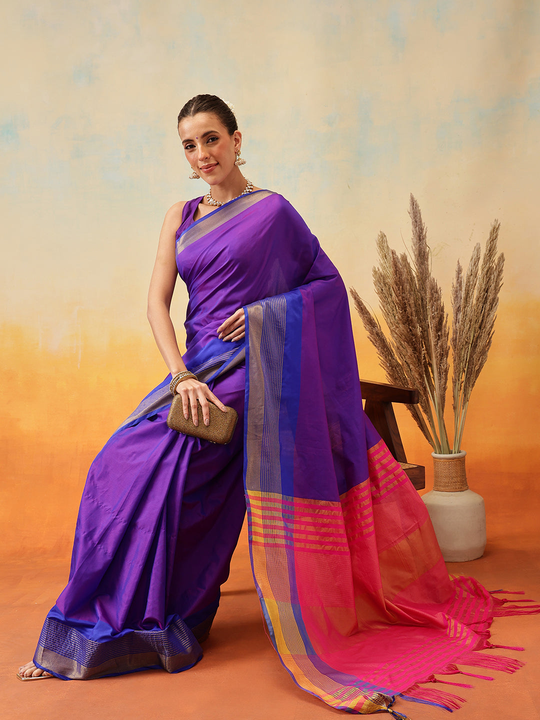 Uppada Pattu Art Silk Solid Ready To Wear Saree