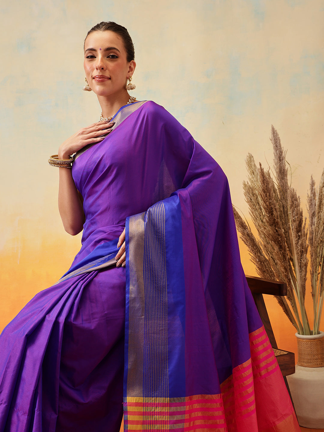 Uppada Pattu Art Silk Solid Ready To Wear Saree