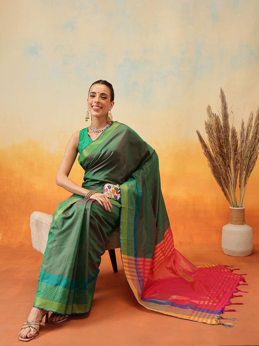 Uppada Pattu Art Silk Solid Ready To Wear Saree