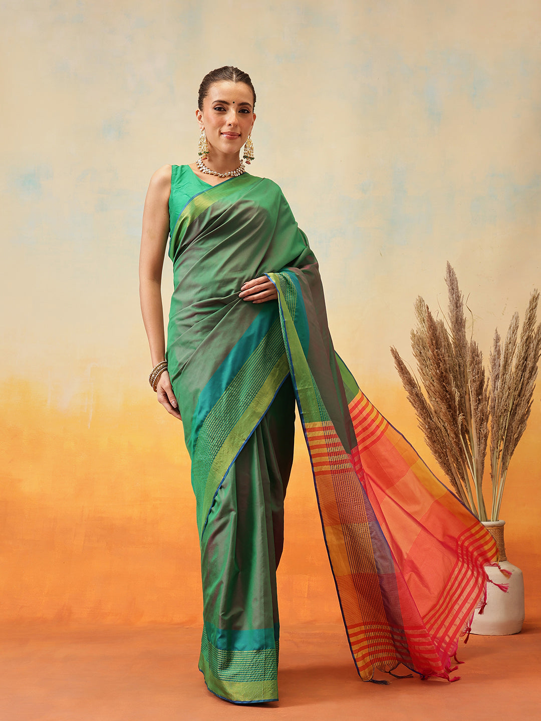 Uppada Pattu Art Silk Solid Ready To Wear Saree