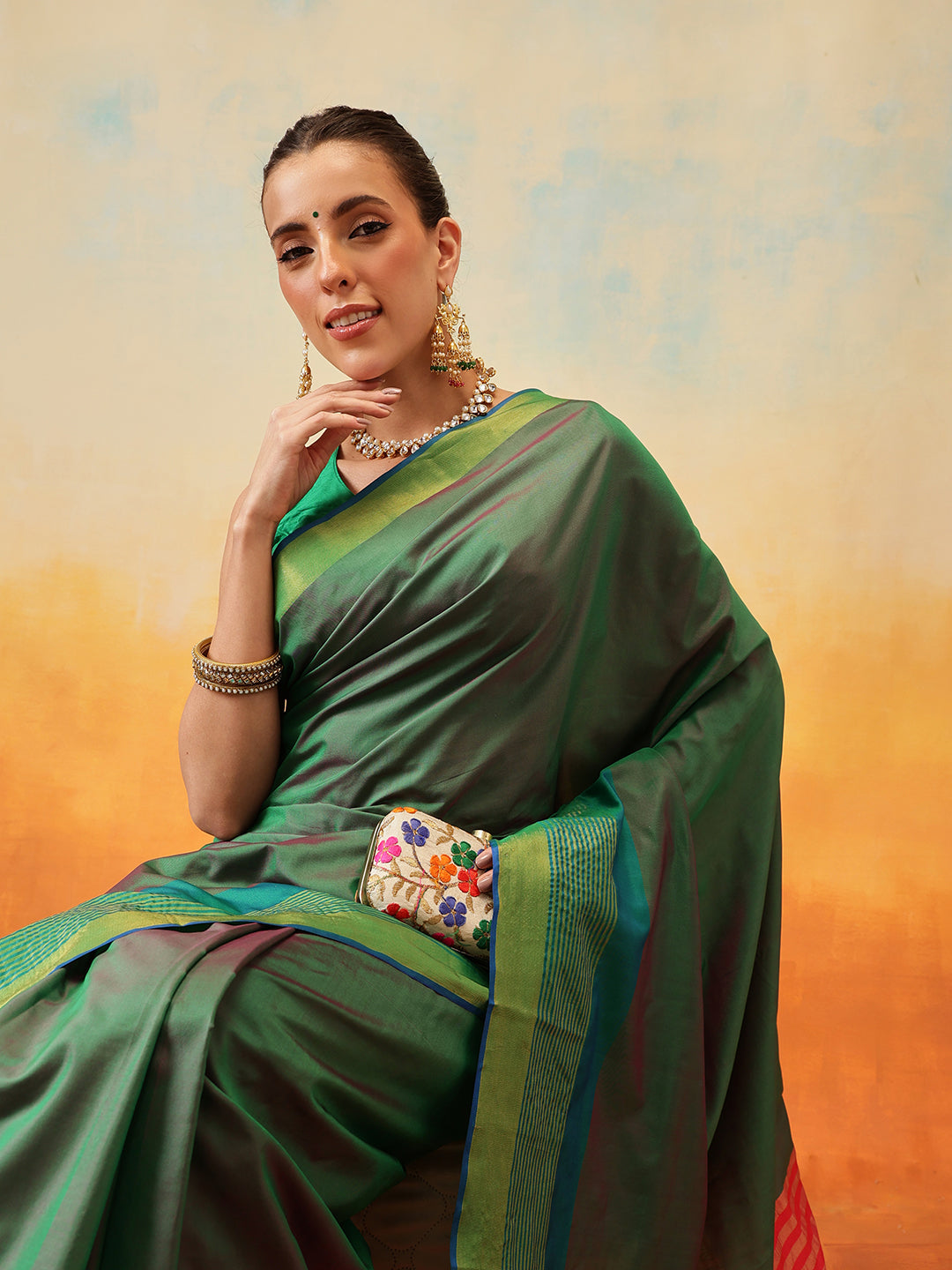 Uppada Pattu Art Silk Solid Ready To Wear Saree