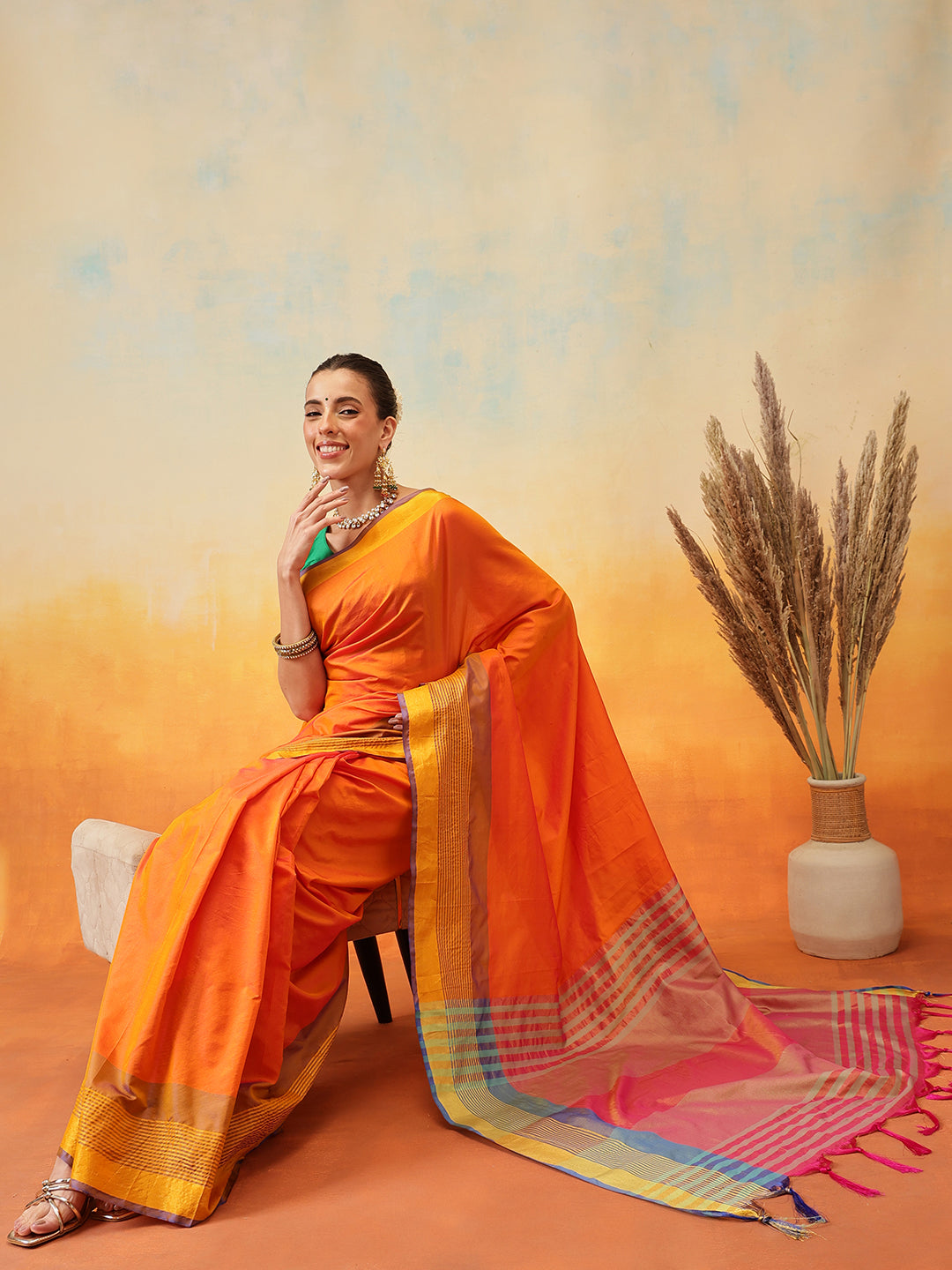 Uppada Pattu Art Silk Solid Ready To Wear Saree