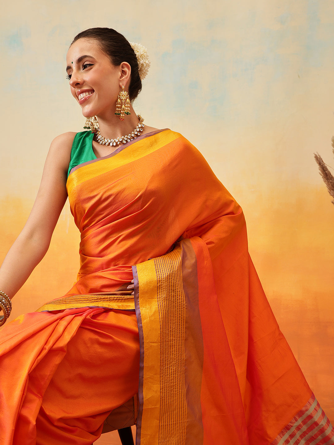 Uppada Pattu Art Silk Solid Ready To Wear Saree