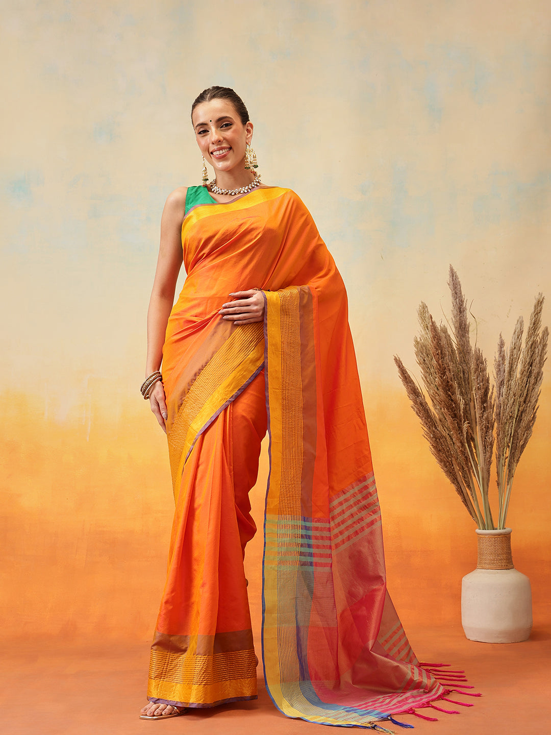 Uppada Pattu Art Silk Solid Ready To Wear Saree