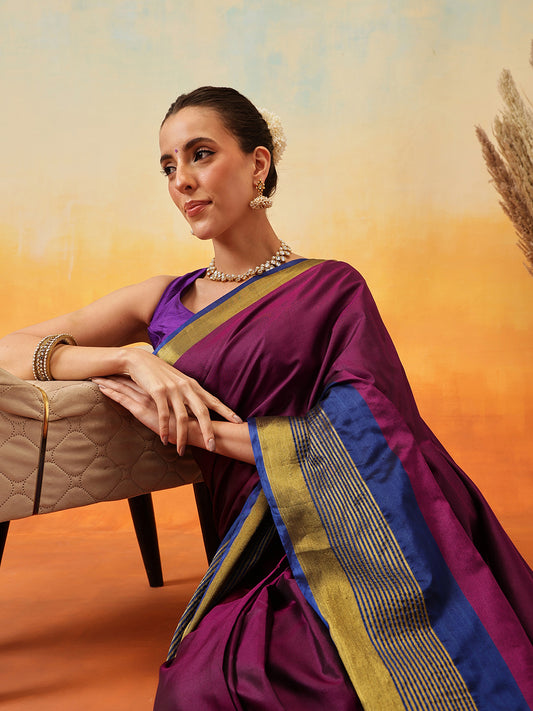 Uppada Pattu Art Silk Solid Ready To Wear Saree
