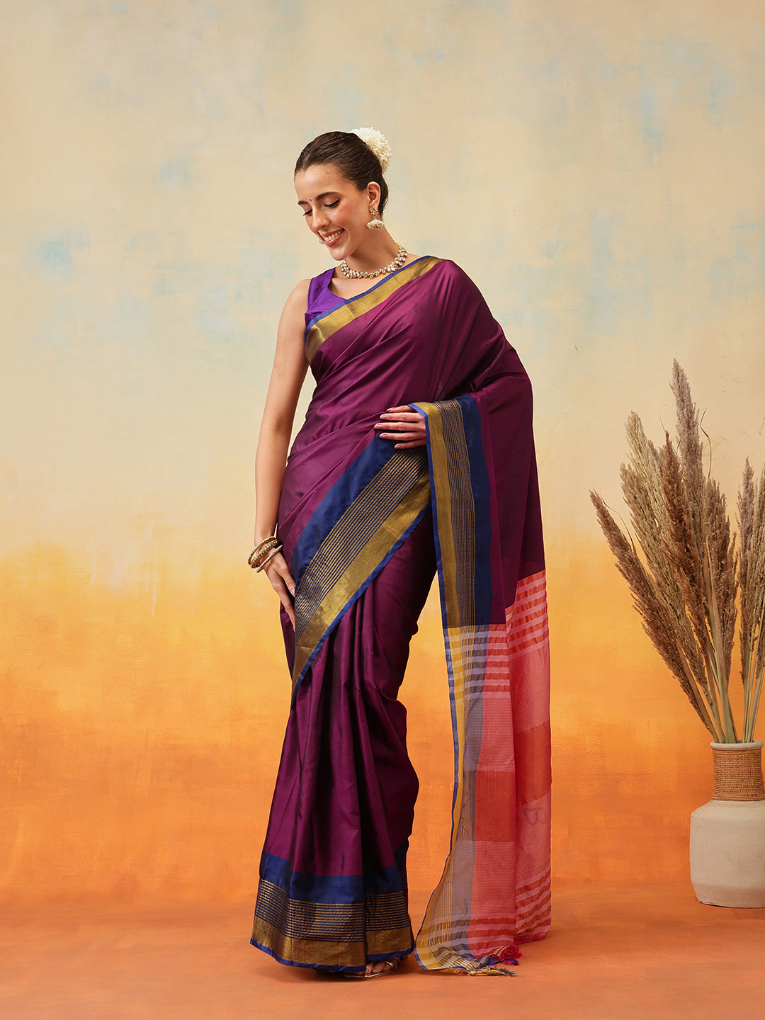 Uppada Pattu Art Silk Solid Ready To Wear Saree