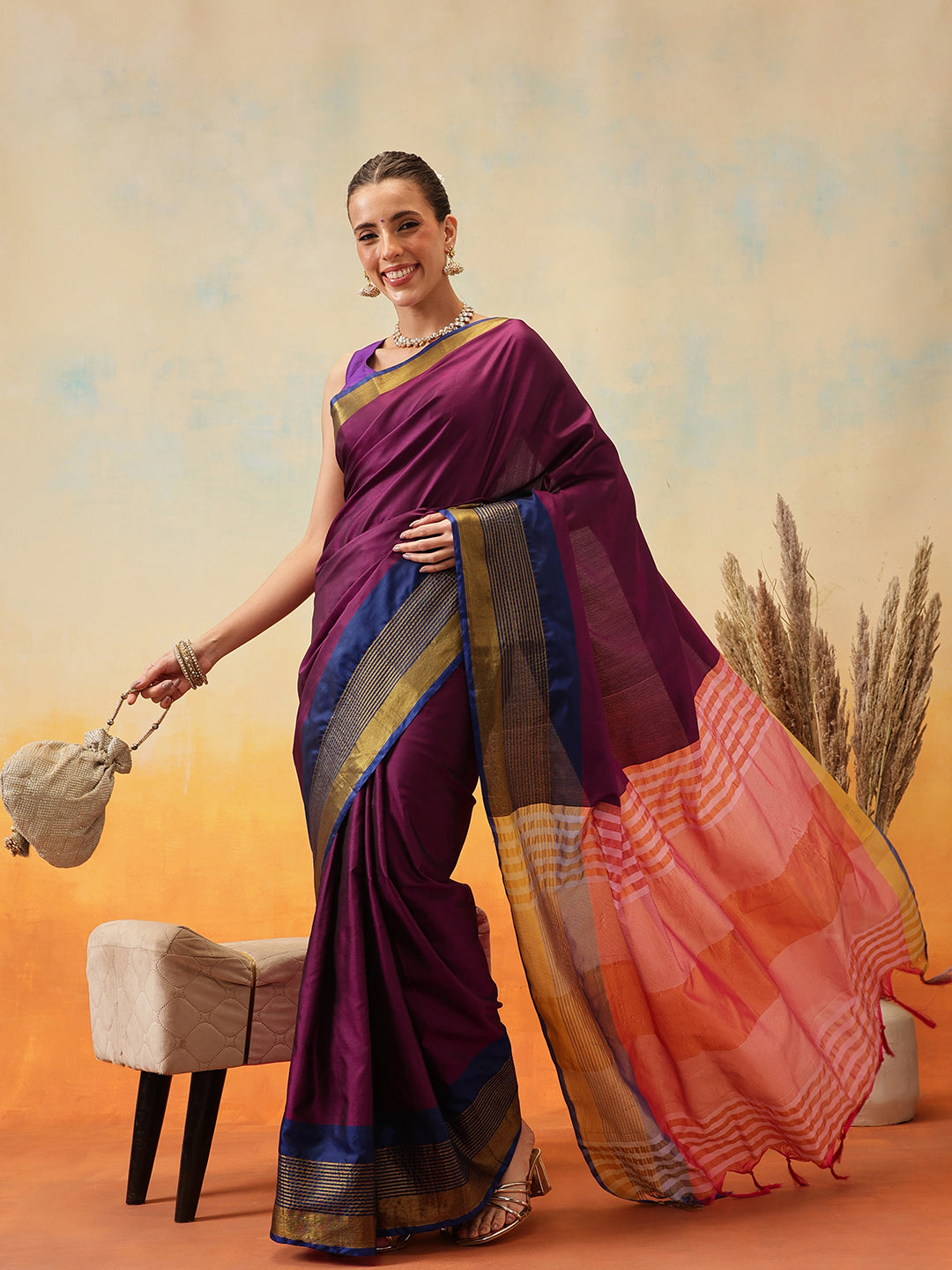 Uppada Pattu Art Silk Solid Ready To Wear Saree