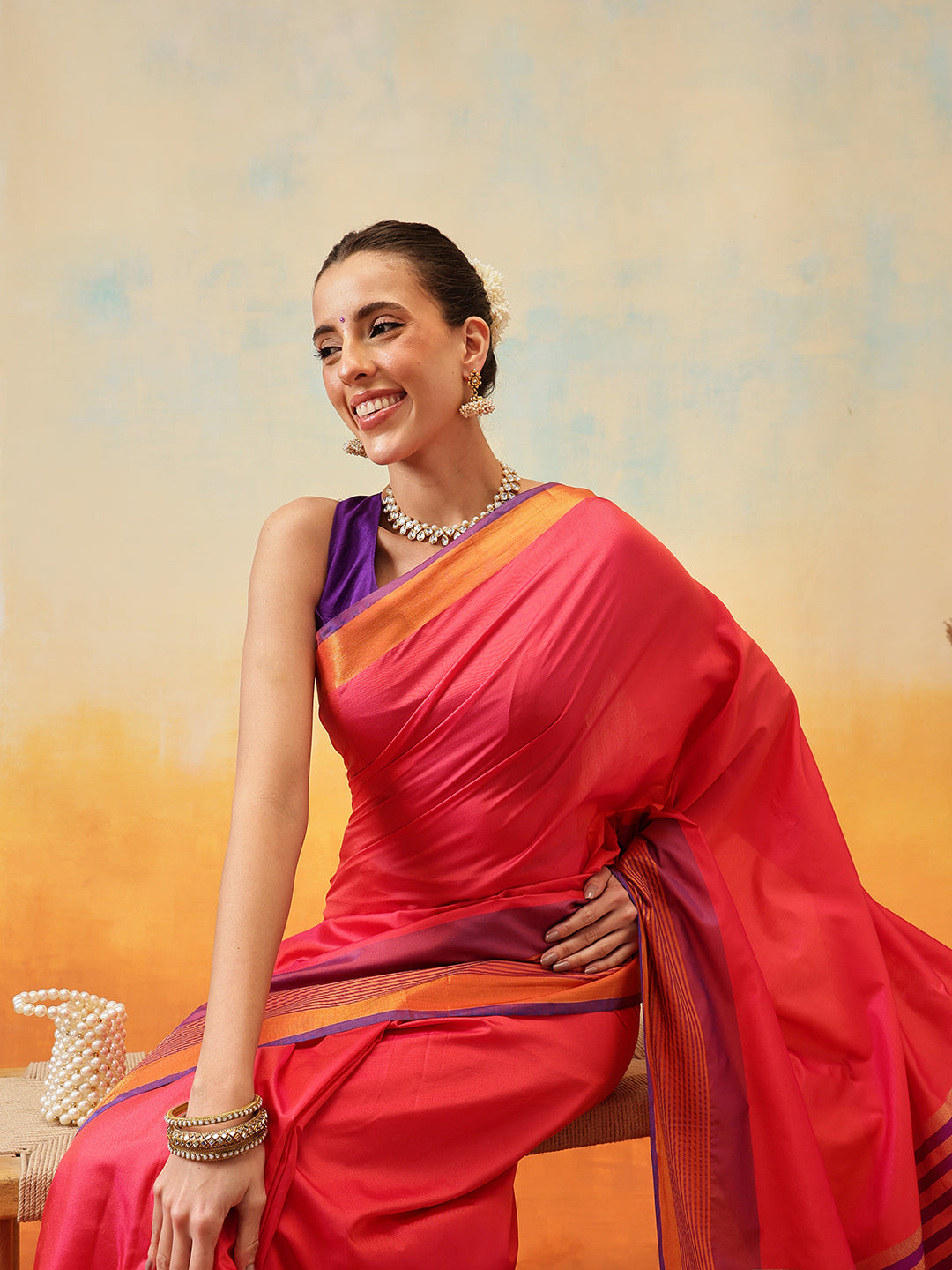 Uppada Pattu Art Silk Solid Ready To Wear Saree