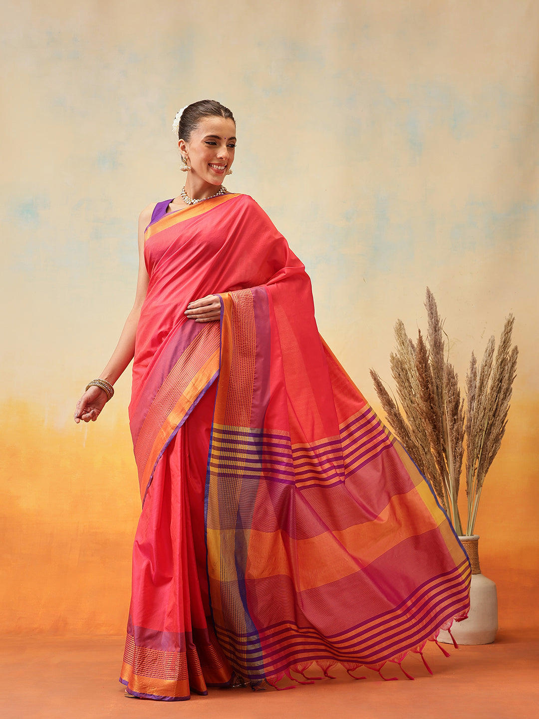 Uppada Pattu Art Silk Solid Ready To Wear Saree