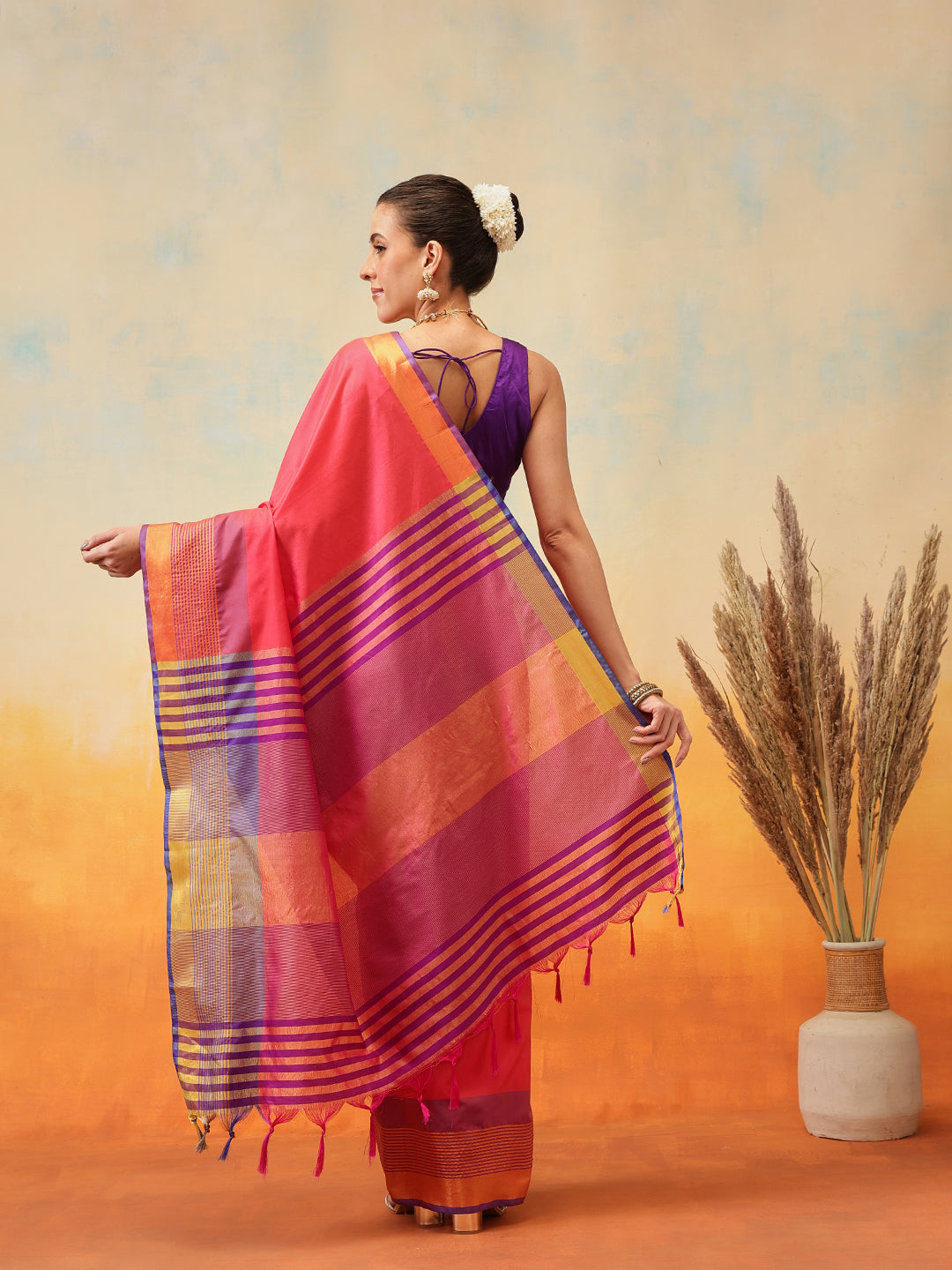 Uppada Pattu Art Silk Solid Ready To Wear Saree