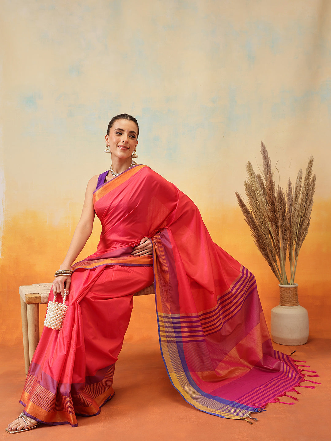 Uppada Pattu Art Silk Solid Ready To Wear Saree