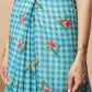 Digital Printed Work Wear Sky Blue Floral Checks Chanderi Ready to Wear Saree