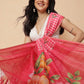 Digital Printed Work Wear Pink Floral Checks Chanderi Ready to Wear Saree