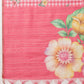 Digital Printed Work Wear Pink Floral Checks Chanderi Ready to Wear Saree