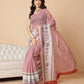 Maroon Color Striped Chanderi Cotton Digital Printed Ready to Wear Saree