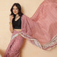 Maroon Color Striped Chanderi Cotton Digital Printed Ready to Wear Saree