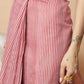Maroon Color Striped Chanderi Cotton Digital Printed Ready to Wear Saree