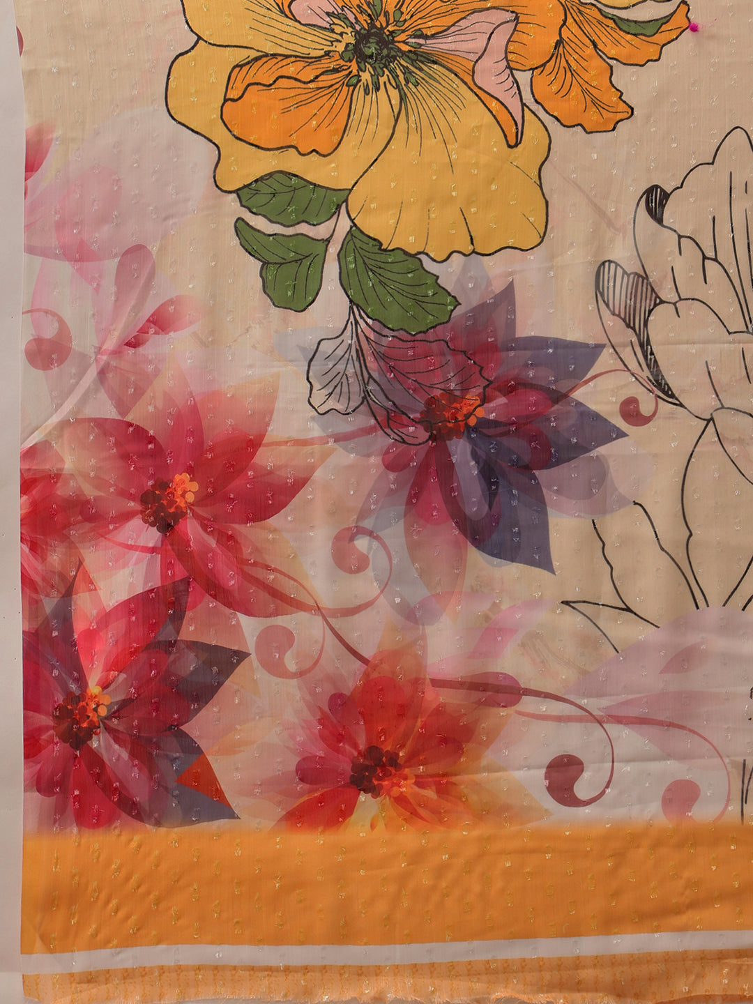 Pure Chiffon Floral Printed Ready to Wear Saree