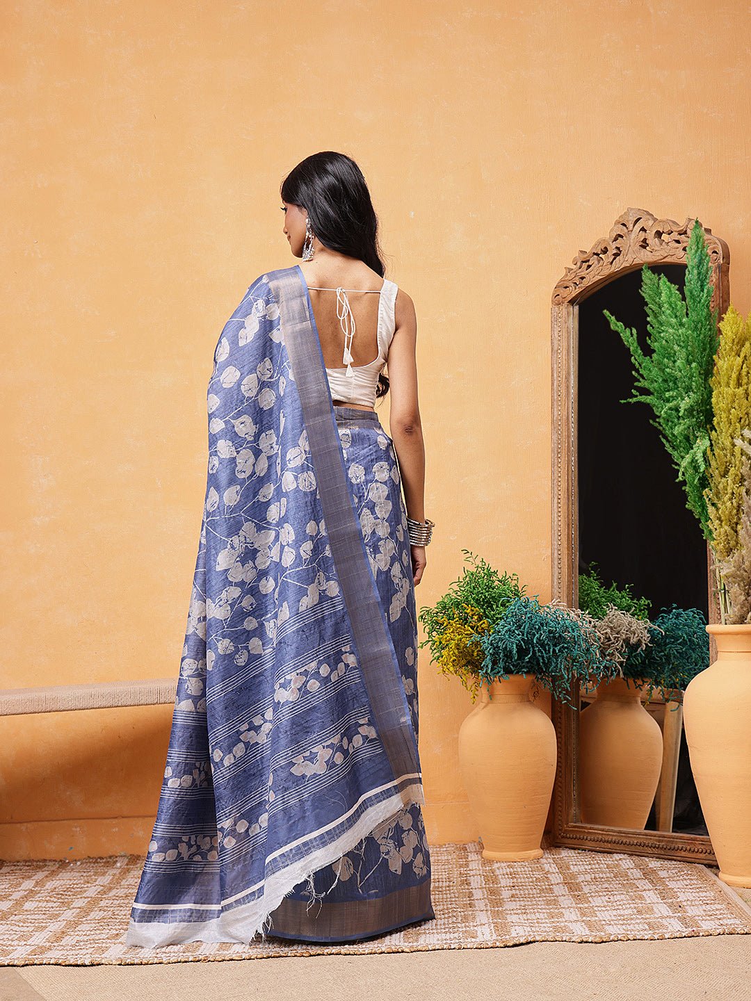 Floral Printed Silk Ready To Wear Saree