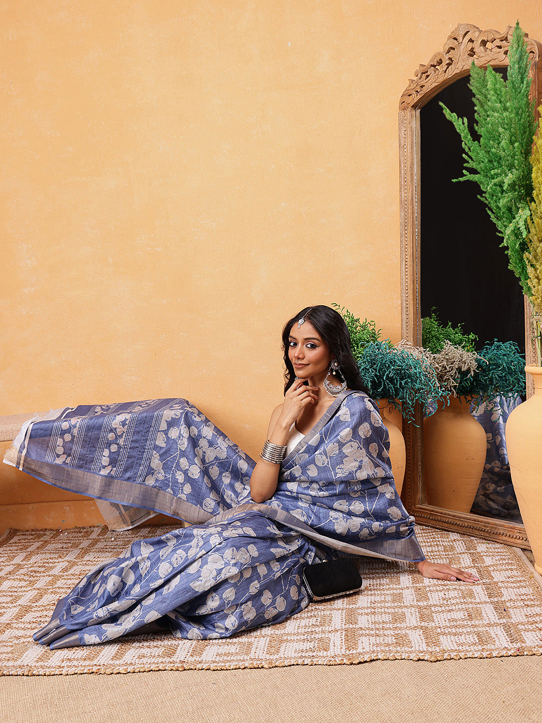 Floral Printed Silk Ready To Wear Saree